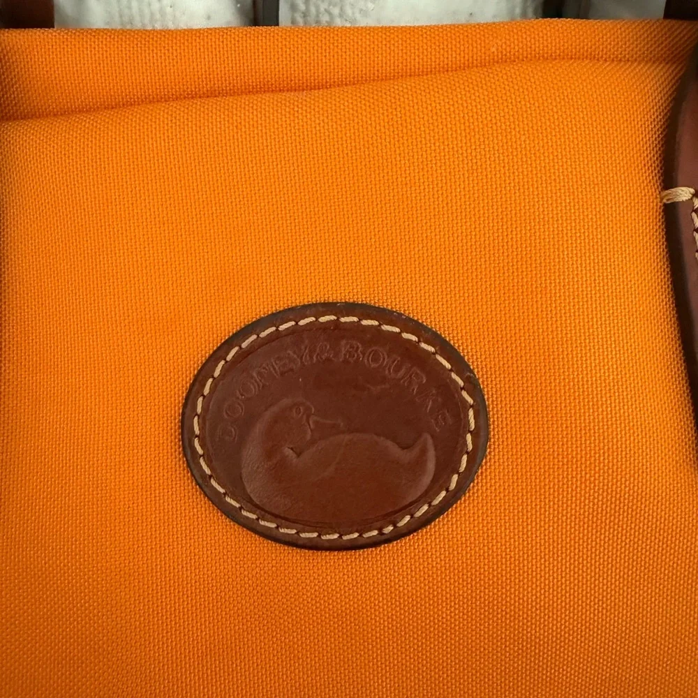 Dooney & Bourke Orange Tote with Brown Handles - Picture 2 of 5